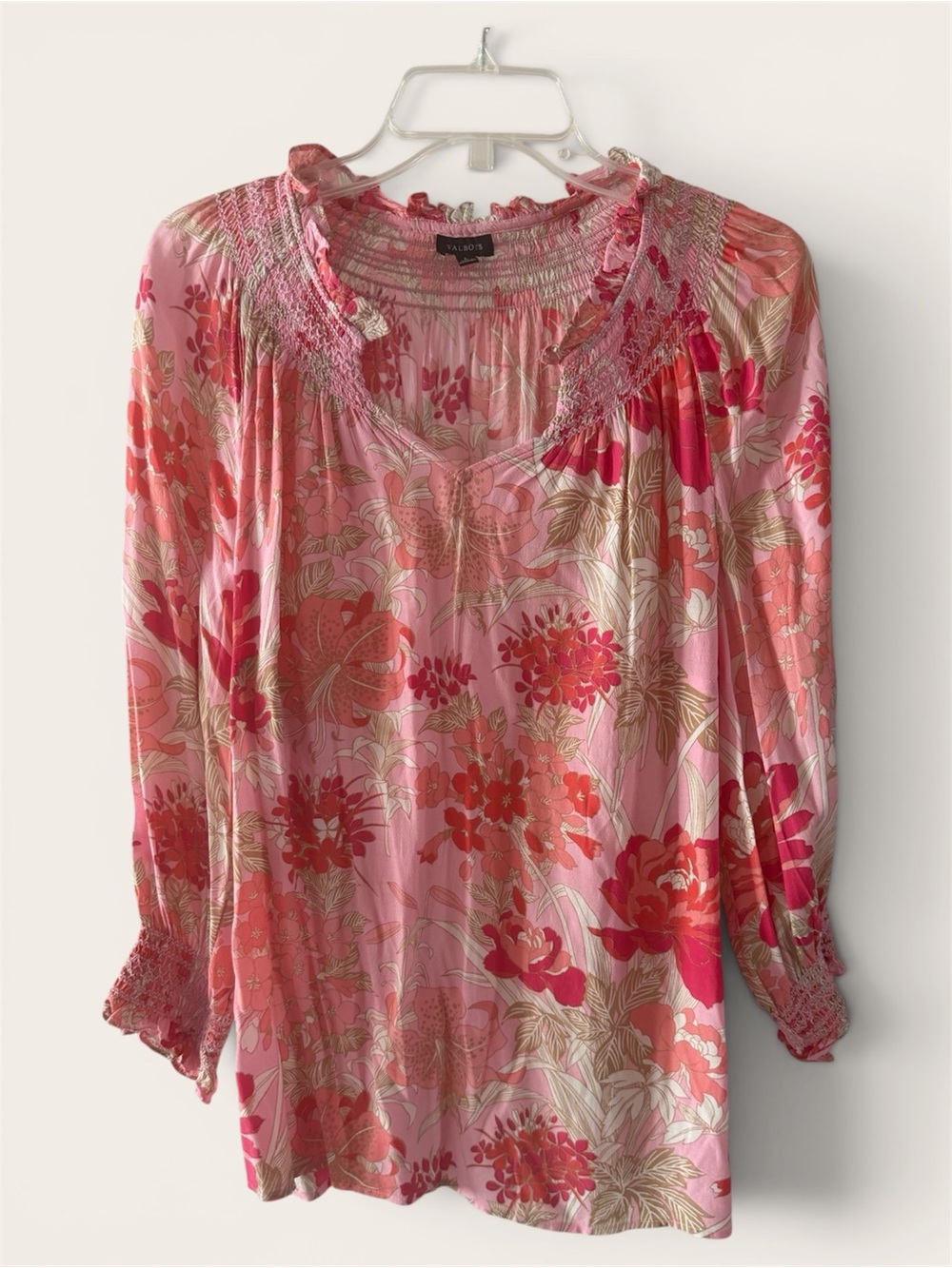 Talbots Pink & Coral Floral Blouse